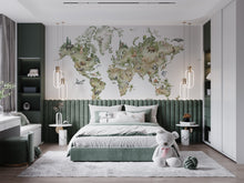 Cargar imagen en el visor de la galería, Mapa mundi acuarela verde